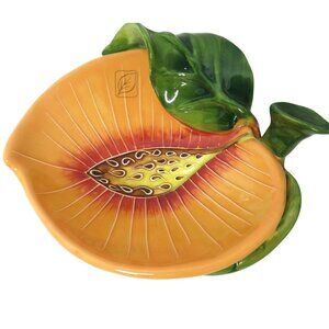 J. McCall Hand-Painted Ceramic Peach-Shaped Serving Bowl Blue Sky 2004 Version